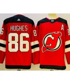 Devils 86 Jack Hughes Red Men Jersey