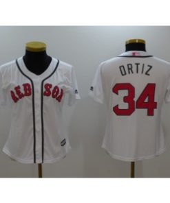 MLB Red Sox 34 David Ortiz White Cool Base Women Jersey