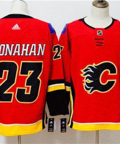 Men's Adidas Calgary Flames #23 Sean Monahan Red Stitched NHL Jersey