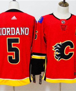 Men's Adidas Calgary Flames #5 Mark Giordano Red Stitched NHL Jersey