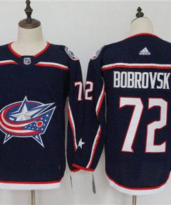 Men's Adidas Columbus Blue Jackets #72 Sergei Bobrovsky Navy Stitched NHL Jersey