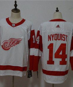 Men's Adidas Detroit Red Wings #14 Gustav Nyquist White Stitched NHL Jersey