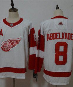 Men's Adidas Detroit Red Wings #8 Justin Abdelkader White Stitched NHL Jersey