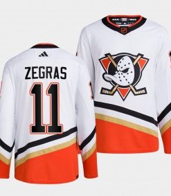 Men's Anaheim Ducks #11 Trevor Zegras White 2022-23 Reverse Retro Stitched Jersey
