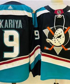 Men's Anaheim Ducks #9 Paul KariyaBlack Teal Stitched Jersey