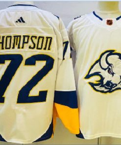 Men's Buffalo Sabres #72 Tage Thompson White 2022 Reverse Retro Jersey