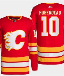 Men's Calgary Flames #10 Jonathan Huberdeau Red Stitched Jersey