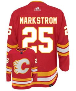 Men's Calgary Flames #25 Jacob Markstrom Red Stitched Jersey