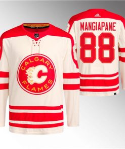 Men's Calgary Flames #88 Andrew Mangiapane 2023 Cream Classic Primegreen Stitched Jersey