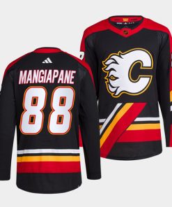Men's Calgary Flames #88 Andrew Mangiapane Black 2022-23 Reverse Retro Stitched Jersey