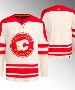 Men's Calgary Flames Blank 2023 Cream Classic Primegreen Stitched Jersey