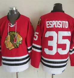 Men's Chicago Blackhawks #35 Tony Esposito Red Throwback Jersey