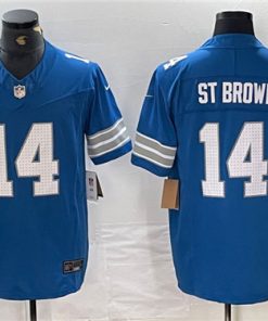 Men's Detroit Lions #14 Amon-Ra St. Brown Blue 2024 F.U.S.E. Vapor Limited Stitched Jersey