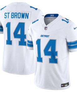 Men's Detroit Lions #14 Amon-Ra St. Brown White 2024 F.U.S.E. Vapor Limited Stitched Jersey