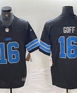 Men's Detroit Lions #16 Jared Goff Black 2024 F.U.S.E. 2nd Alternate Vapor Limited Football Stitched Jersey