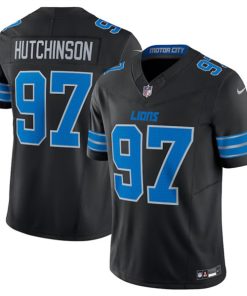 Men's Detroit Lions #97 Aidan Hutchinson Black 2024 F.U.S.E. 2nd Alternate Vapor Limited Stitched Jersey