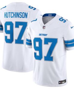 Men's Detroit Lions #97 Aidan Hutchinson White 2024 F.U.S.E. Vapor Limited Stitched Jersey