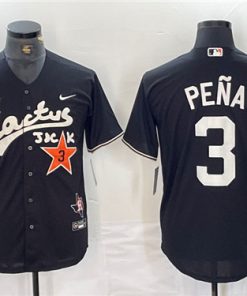 Men's Houston Astros #3 Jeremy Pena Black Cactus Jack Vapor Premier Stitched Baseball Jersey