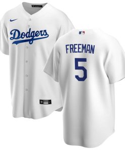 Men's Los Angeles Dodgers #5 Freddie Freeman White Cool Base Stitched Baseball Jersey