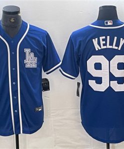 Men's Los Angeles Dodgers #99 Joe Kelly Blue Cool Base Stitched Baseball Jersey