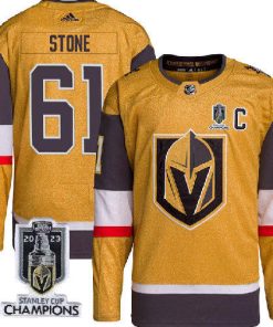 Men's Vegas Golden Knights #61 Mark Stone Gold 2023 Stanley Cup Champions Stitched Jersey