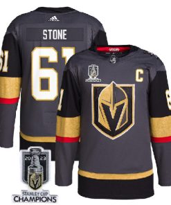 Men's Vegas Golden Knights #61 Mark Stone Gray 2023 Stanley Cup Champions Stitched Jersey