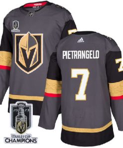 Men's Vegas Golden Knights #7 Alex Pietrangelo Gray 2023 Stanley Cup Champions Stitched Jersey