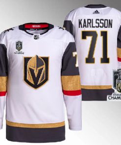 Men's Vegas Golden Knights #71 William Karlsson White 2023 Stanley Cup Champions Stitched Jersey