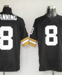 Mitchel & Ness Saints #8 Archie Manning Black Stitched Throwback Jersey
