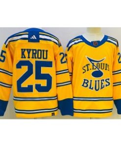 NHL Blues 25 Jordan Kyrou Yellow 2022-23 Reverse Retro Men Jersey