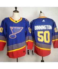 NHL Blues 50 Jordan Binnington Blue Throwback Men Jersey