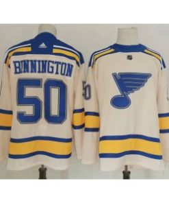 NHL Blues 50 Jordan Binnington Cream 2022 Winter Classic Men Jersey