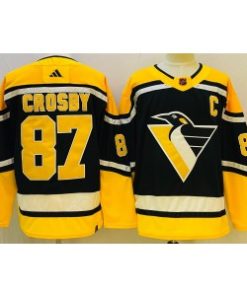 NHL Penguins 87 Sidney Crosby Black 2022-23 Retro Men Jersey