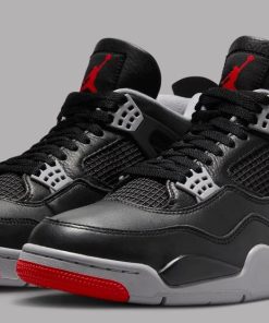 Nike Air Jordan 4 Retro Bred Reimagined Black Red Shoes