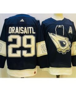 Oilers 29 Leon Draisaitl Navy White Men Jersey