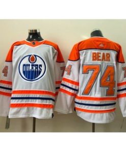 Oilers 74 Ethan Bear White 2021 Men Jersey