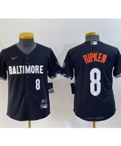 Orioles 8 Cal Ripken Jr Black 2023 City Connect Cool Base Women Jersey