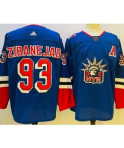 Rangers 93 Mika Zibanejad Blue 2022-23 Retro Men Jersey