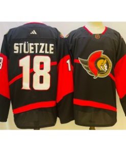Senators 18 Tim Stutzle Black 2022-23 Retro Men Jersey