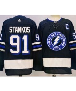 Tampa Bay Lightning 91 Steven Stamkos Black 2024 Stadium Series Men Jersey