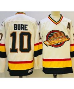 Vancouver Canucks 10 PAVEL BURE White Throwback Men Jersey