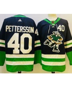 Vancouver Canucks 40 Elias Pettersson Blue 2022-23 Retro Men Jersey
