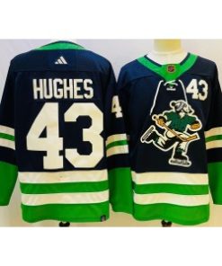 Vancouver Canucks 43 Quinn Hughes Blue 2022-23 Retro Men Jersey
