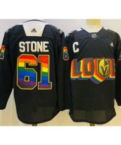 Vegas Golden Knights 61 Mark Stone 2022 Black Pride Night Men Jersey