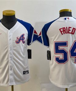 Women's Atlanta Braves #54 Max Fried White 2023 City Connect Stitched Baseball Jersey(Run Small)
