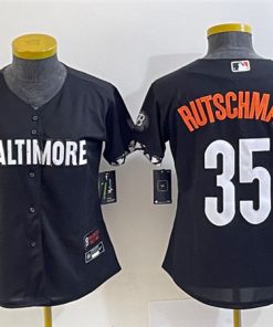 Women's Baltimore Orioles #35 Adley Rutschman Black 2023 City Connect Stitched Baseball Jersey(Run Small)