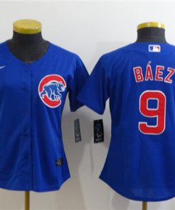 Women's Chicago Cubs #9 Javier Baez Blue Cool Base Stitched MLB Jersey