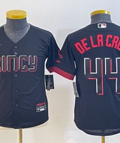 Women's Cincinnati Reds #44 Elly De La Cruz Black 2023 City Connect Stitched Baseball Jersey(Run Small)