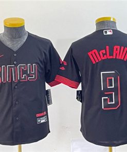 Women's Cincinnati Reds #9 Matt McLain Black 2023 City Connect Stitched Baseball Jersey(Run Small)