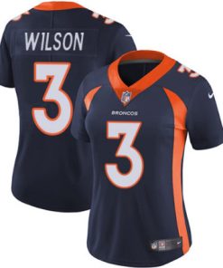 Women's Denver Broncos #3 Russell Wilson Navy Vapor Limited Stitched Jersey(Run Small)